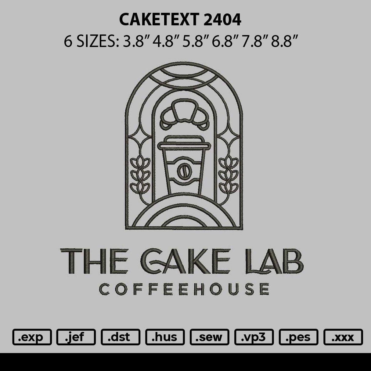 Caketext 2404 Embroidery File 6 sizes