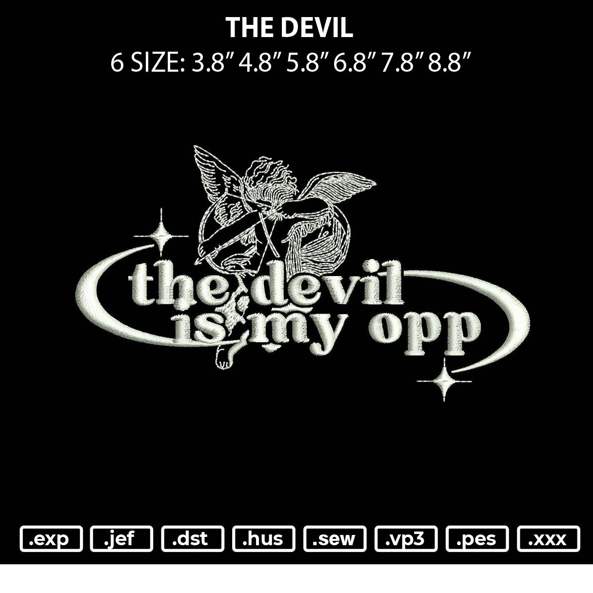 The Devil Embroidery File 6 sizes