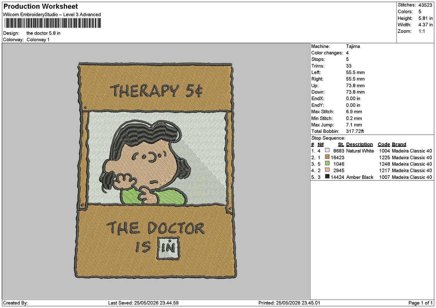 Doctortext Embroidery File 6 sizes