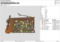 Guitar Table Embroidery File 6 sizes