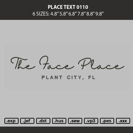 Place Text 0110 Embroidery Machine Design File 6 sizes