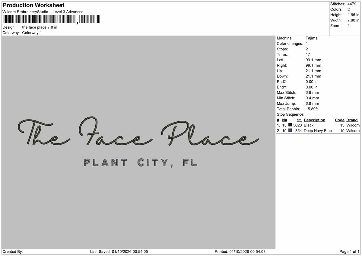 Place Text 0110 Embroidery Machine Design File 6 sizes