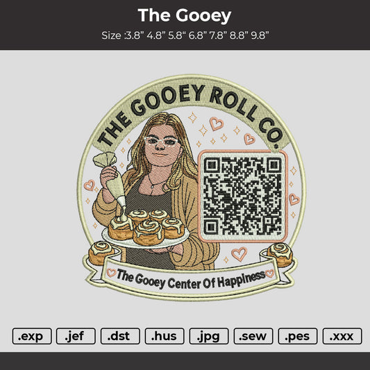 Gooey QR Embroidery File 6 sizes