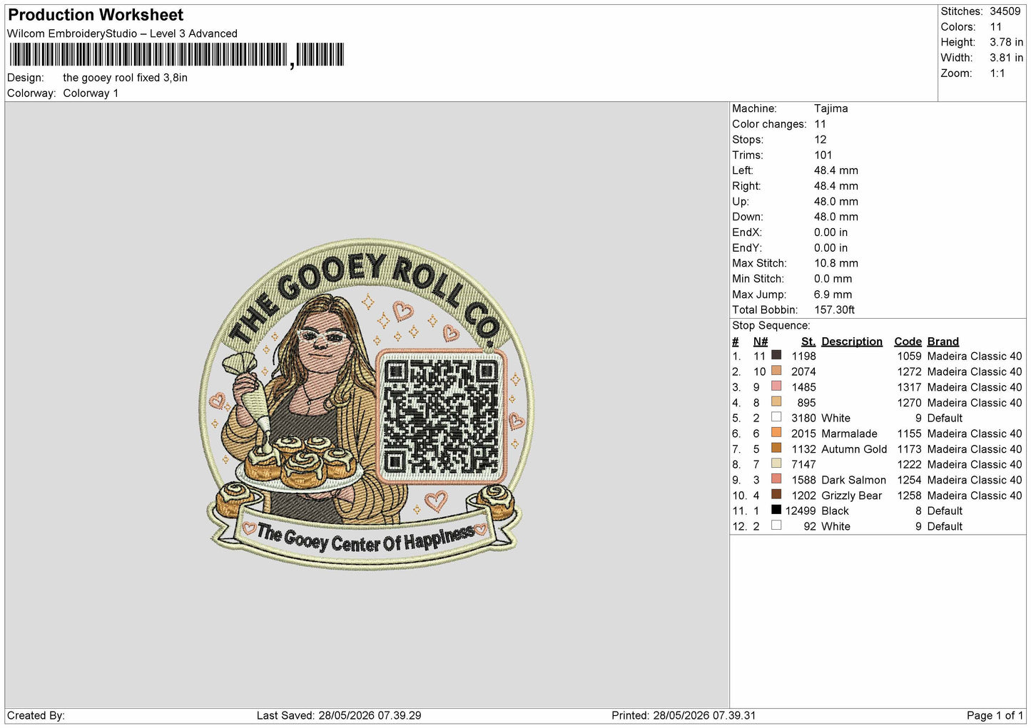 Gooey QR Embroidery File 6 sizes