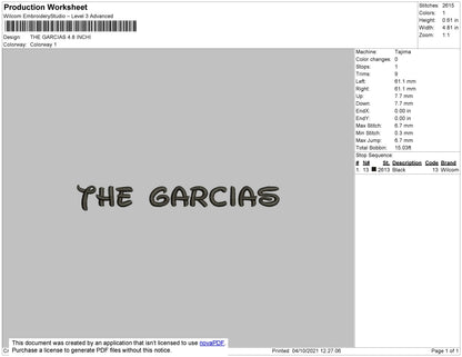 The Gracias Embroidery File 5 size