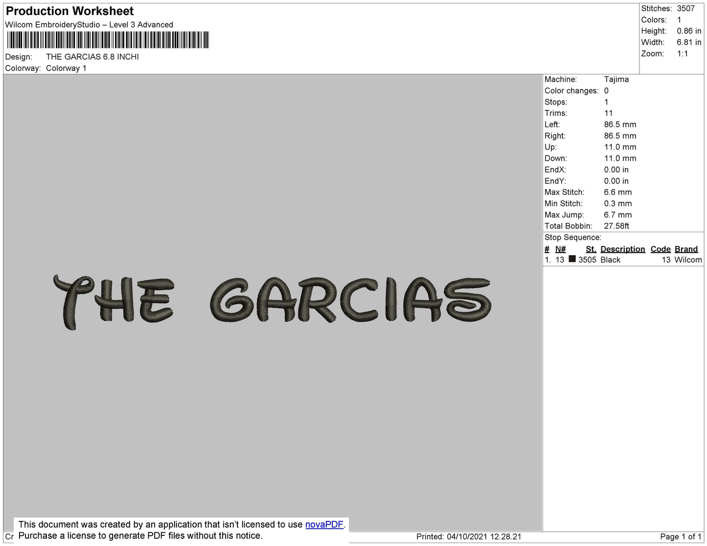 The Gracias Embroidery File 5 size