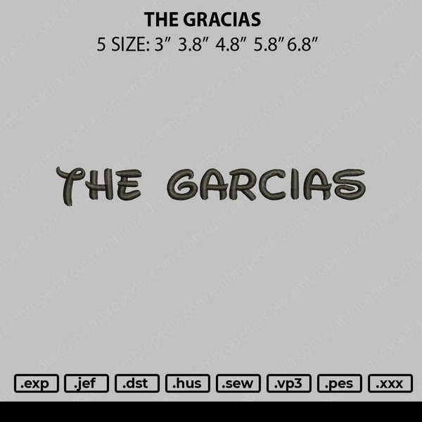 The Gracias Embroidery File 5 size