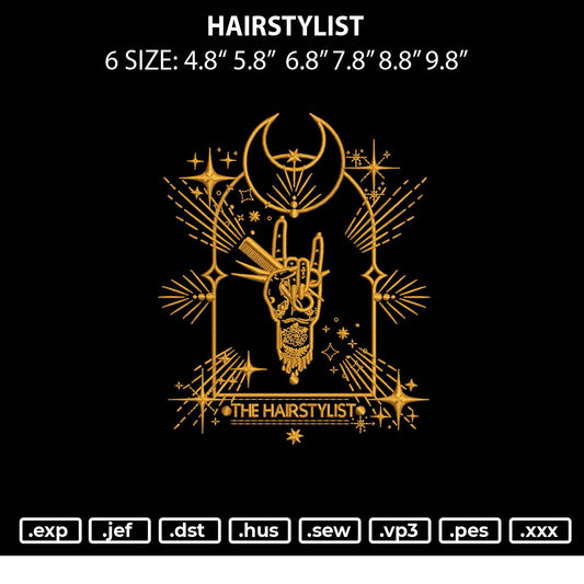 Hairstylist Embroidery File 6 sizes