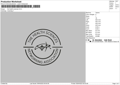 The Health Embroidery File 6 sizes