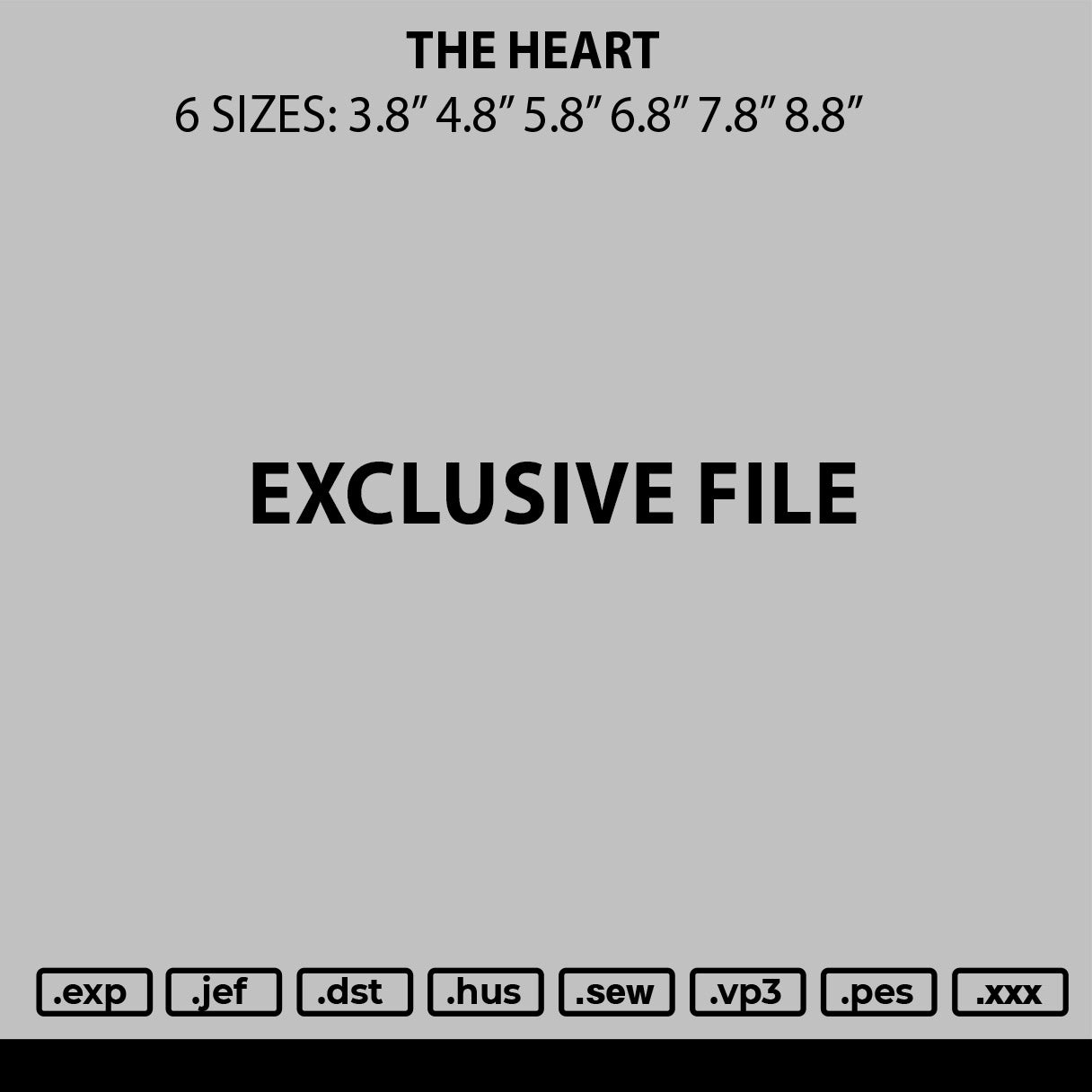 The Heart Embroidery File 6 sizes