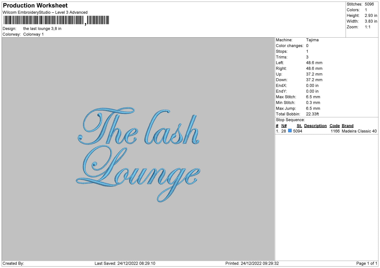 The last Louge Embroidery File 6 sizes