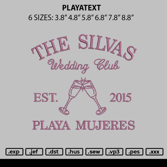Playatext Embroidery File 6 sizes