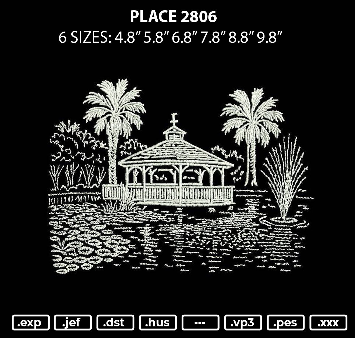 Place Outline Embroidery File 6 sizes