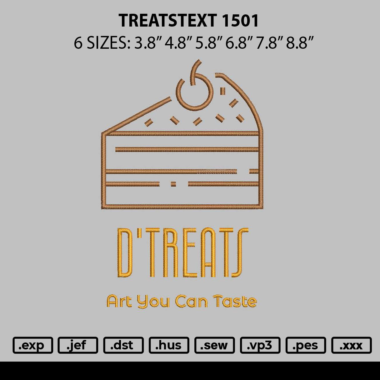 Treatstext 1501 Embroidery File 6 sizes