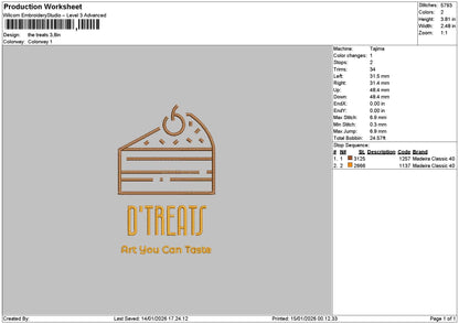 Treatstext 1501 Embroidery File 6 sizes