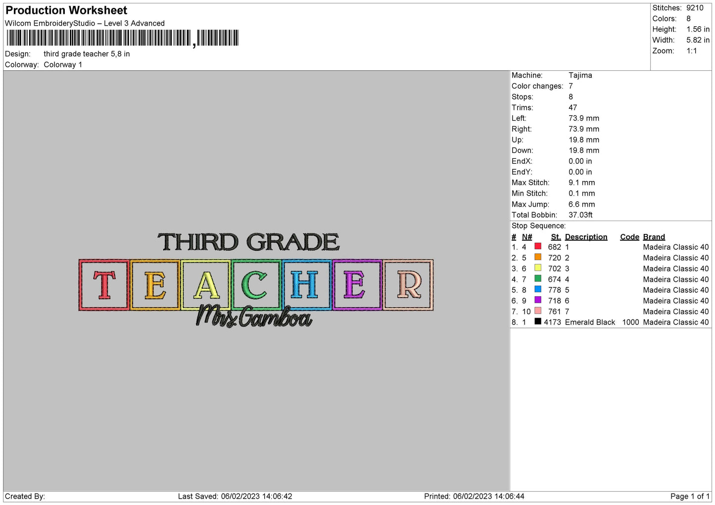 Thrid Grade Embroidery File 6 sizes