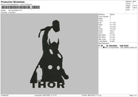 Thor Silhouette Embroidery File 4 size