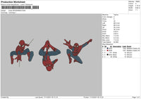 Three Spiderman Embroidery File 4 size