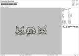 Three Cats 01 Embroidery File 6 sizes