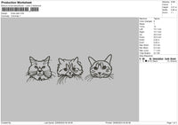 Three Cats 01 Embroidery File 6 sizes