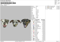 Three Dogs V2 Embroidery File 4 size