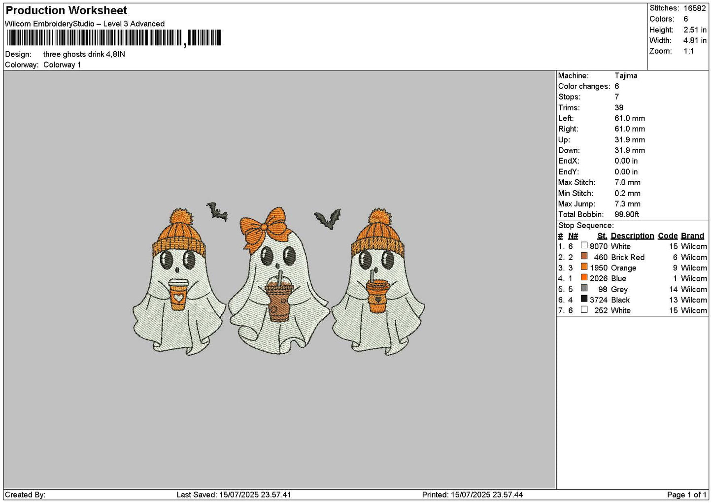 Ghosts 1507 Embroidery File 6 sizes