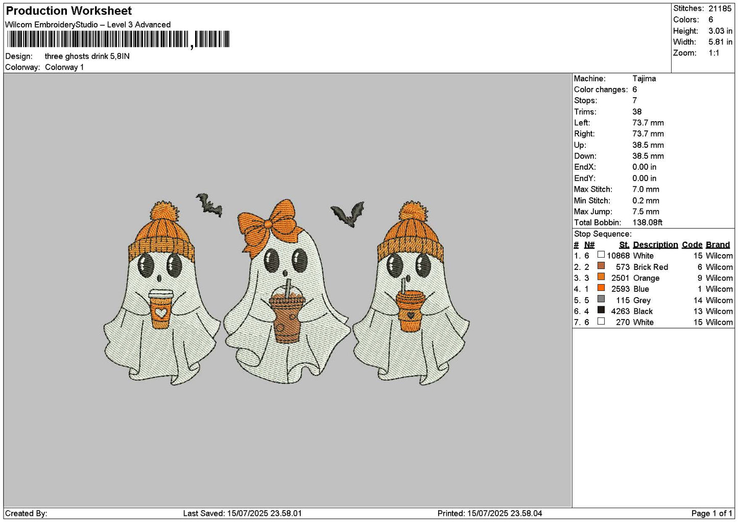 Ghosts 1507 Embroidery File 6 sizes