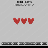 Three Hearts Embroidery File 4 size