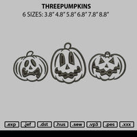 Threepumpkins Embroidery File 6 sizes