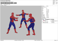 Three Spidermans Embroidery File 4 size