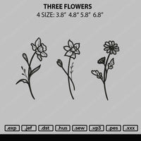 Three Flowers Embroidery File 4 size