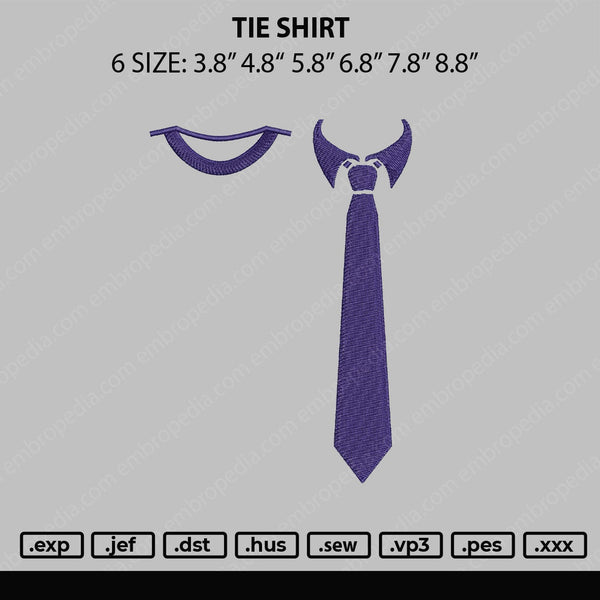 Tie Shirt Embroidery File 6 sizes