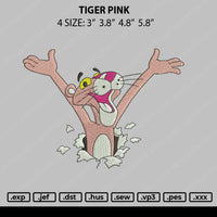 Tiger Pink Embroidery File 4 size