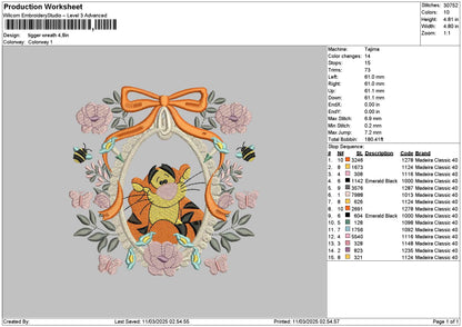 Tiggerflowers Embroidery File 6 sizes