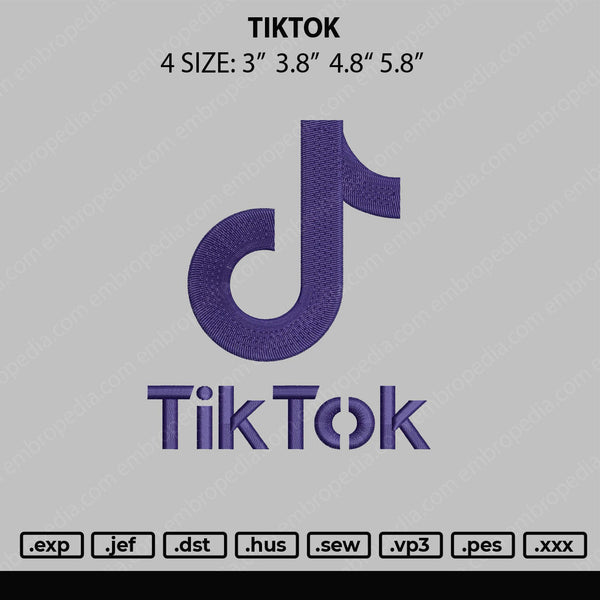 TikTok Embroidery File 4 size