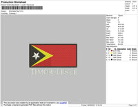 Timorleste Flag Embroidery File 4 size