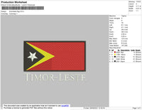 Timorleste Flag Embroidery File 4 size