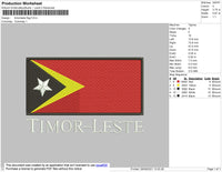 Timorleste Flag Embroidery File 4 size