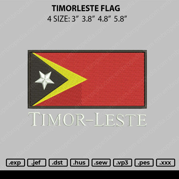 Timorleste Flag Embroidery File 4 size