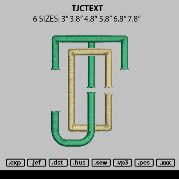 Tjctext Embroidery File 6 sizes