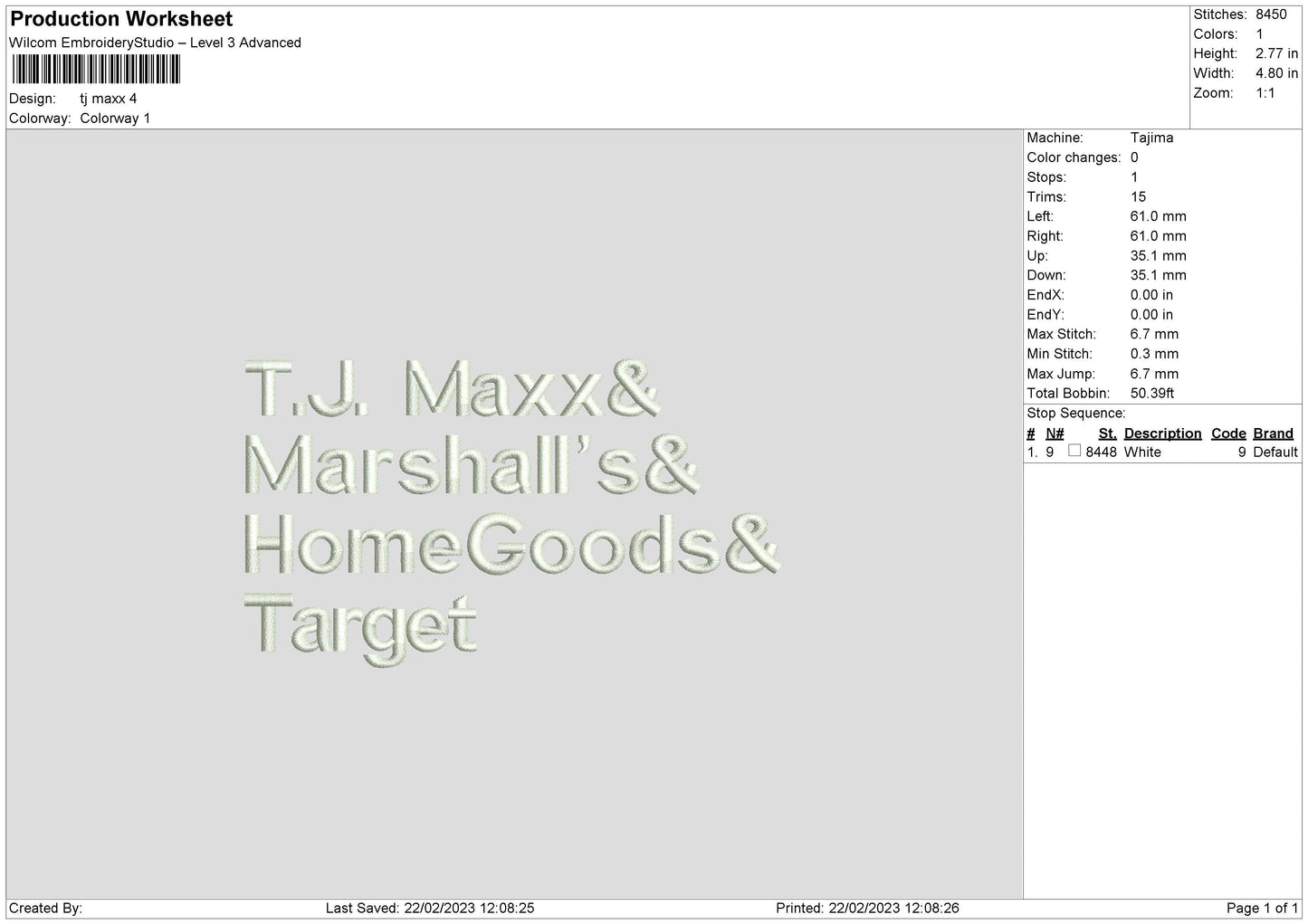 Tj Maxx Embroidery File 6 sizes