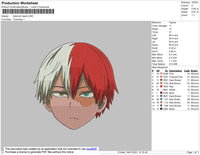 Todoroki Head Embroidry File 5 size