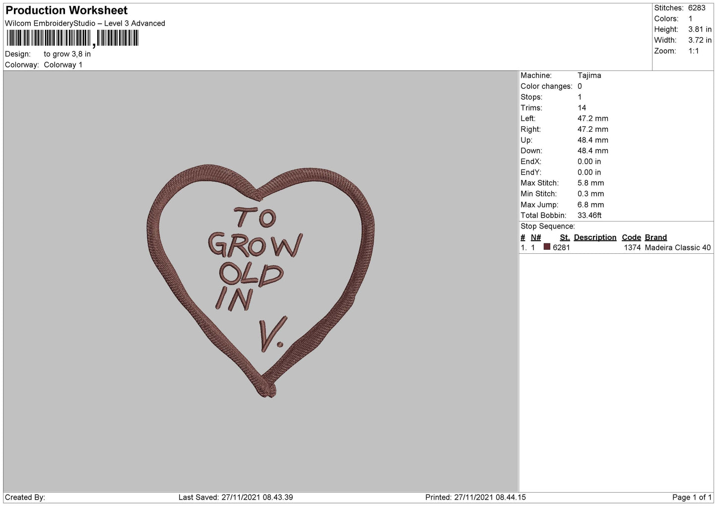 To Grow Old In V Embroidery File 4 size