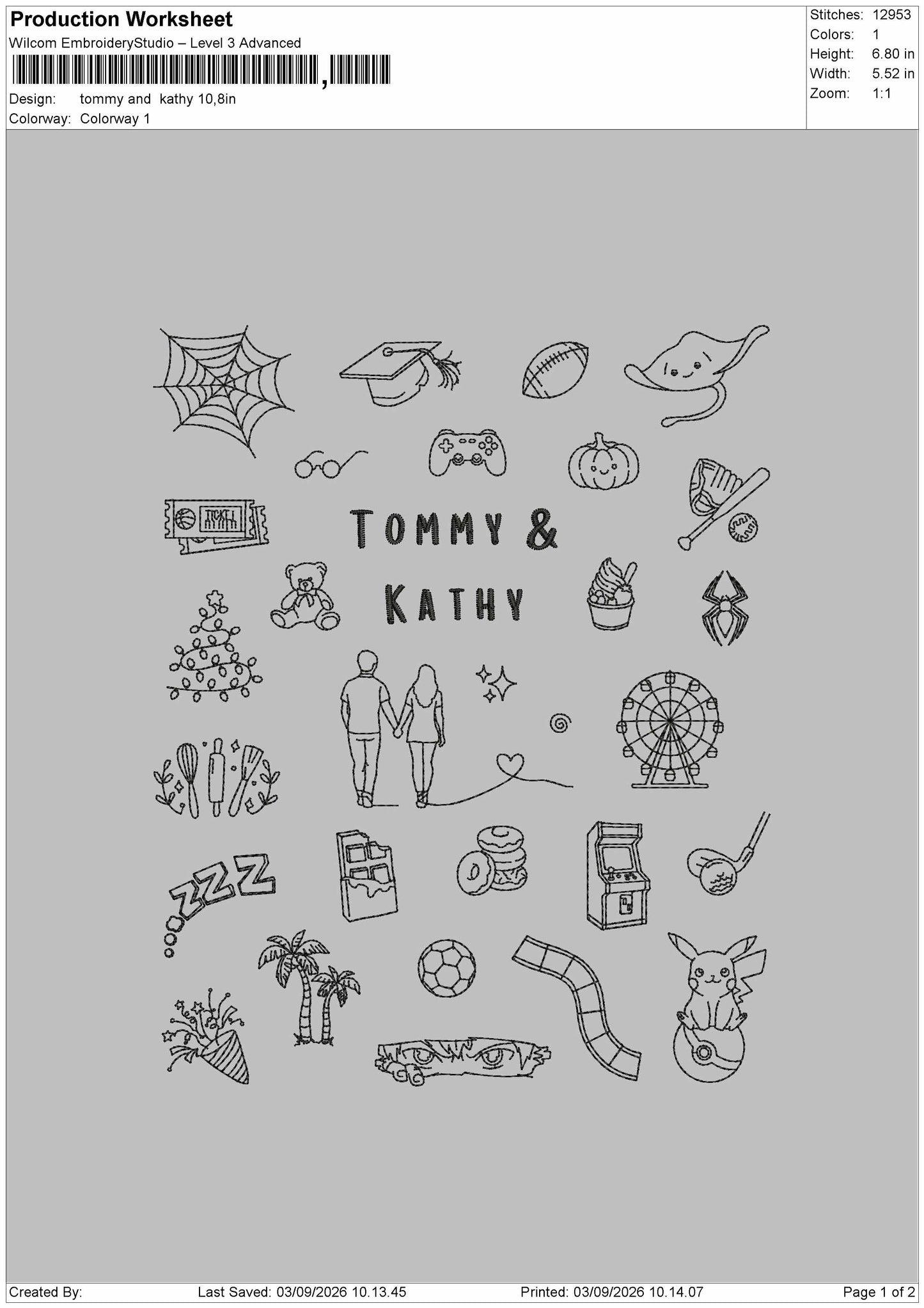 Icons 0309 Embroidery Machine Design File 6 sizes