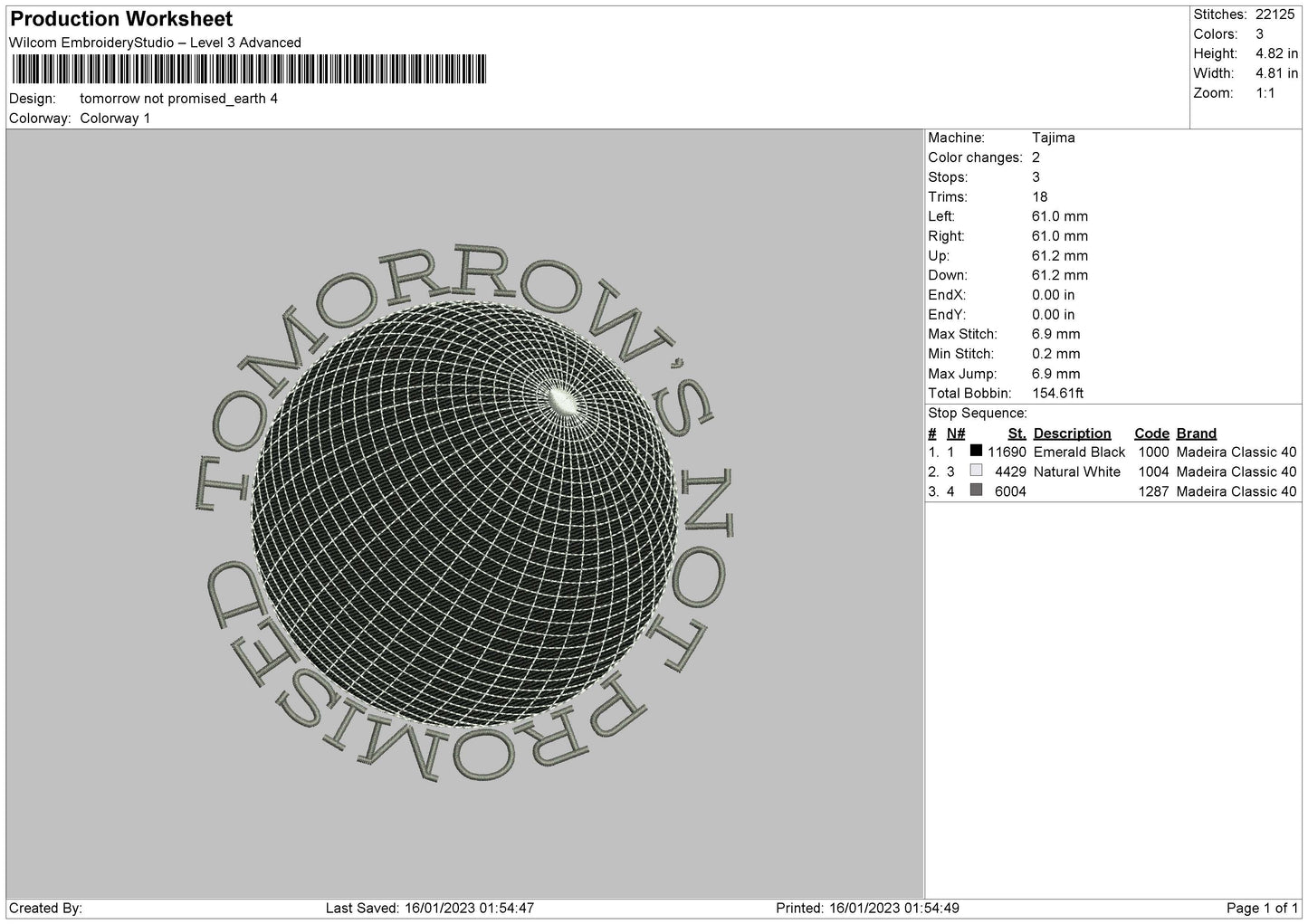 Tomorrow Text V2 Embroidery File 6 sizes