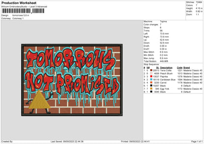 Tomorrows Text Embroidery File 6 sizes