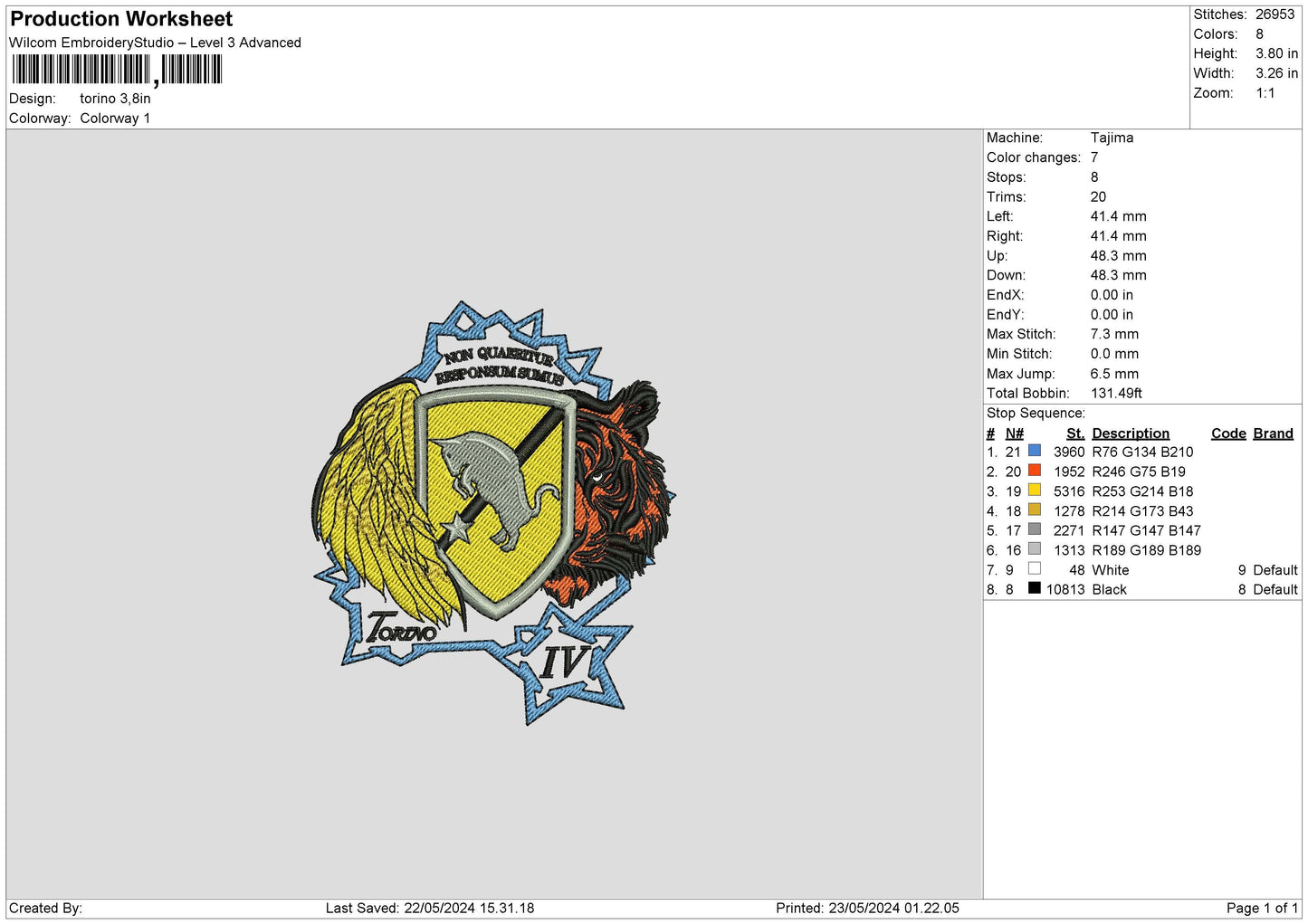 Torinotext Embroidery File 6 sizes