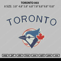 Toronto 003 Embroidery File 8 size