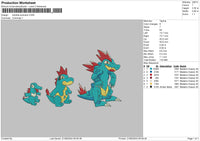 Totodile Evo Embroidery File 6 sizes