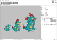 Totodile Evo Embroidery File 6 sizes